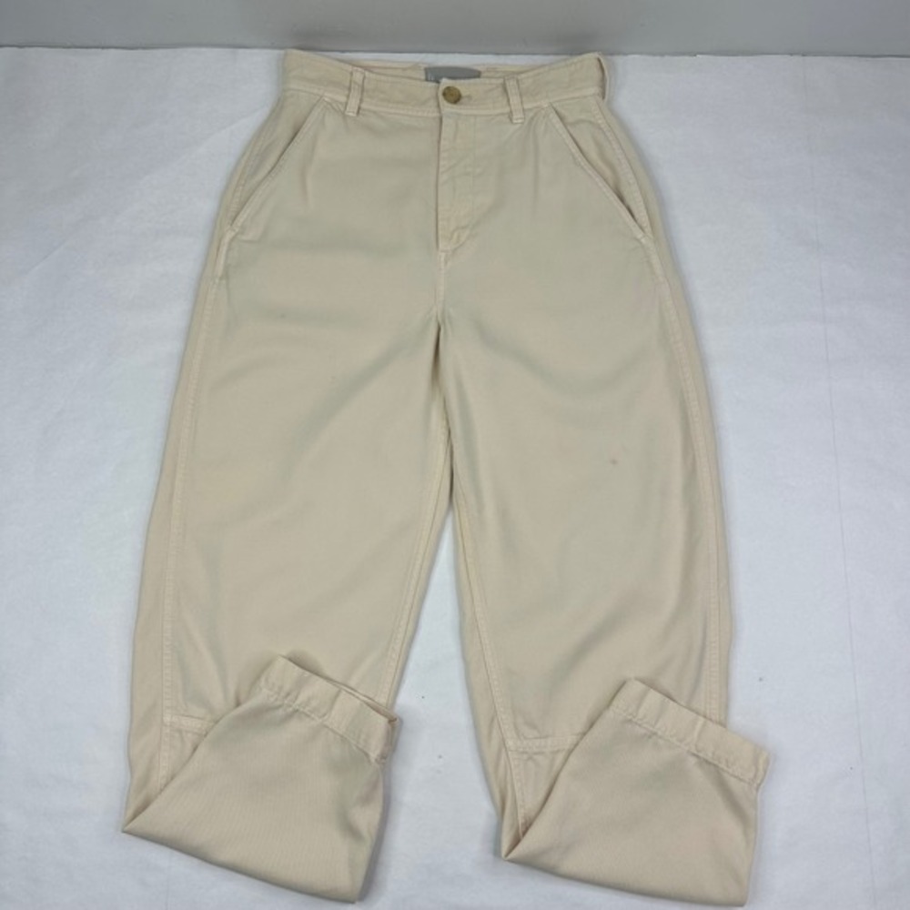 Everlane Relaxed Chino Pant Cream Tencel‎ Lyocell Curve Barrel Leg 00/ W27/ L27